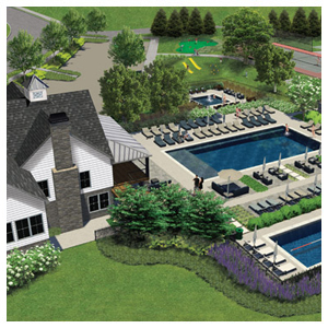 Rendering of Clubhouse and Pool